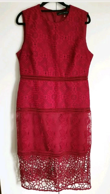 ZARA WOMAN MAROON Red Embroidered Lace Crochet Midi Dress size L 14.00 - PicClick UK ZARA WOMAN MAROON Red Embroidered Lace Crochet Midi Dress size L 14.00 - PicClick UK