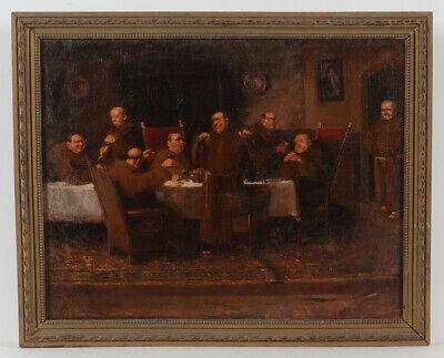 "Drunken monks", French school, oil on canvas, late 19th century