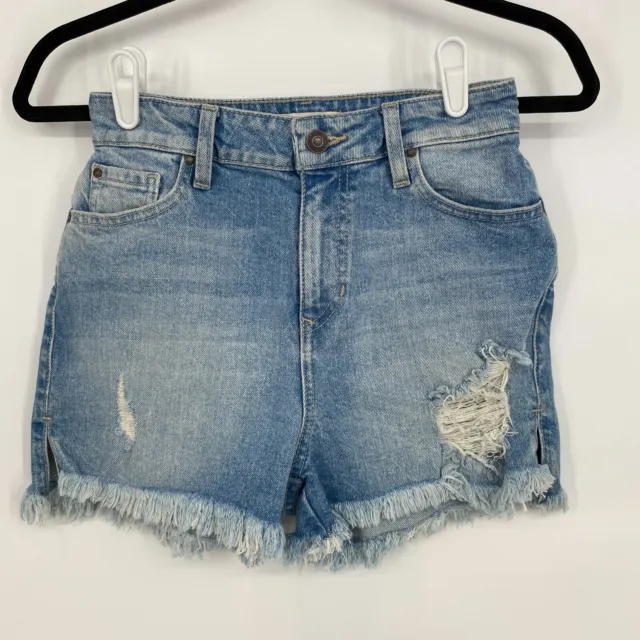 Guess Claudia Super High-Rise Frayed Hem Denim Shorts Women's Size 25 NWT