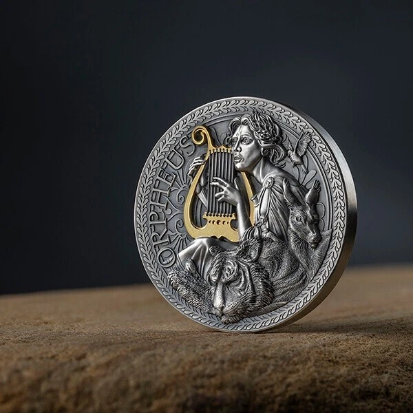 Orpheus The Great Greek Mythology 1 oz Antique finish Silver Coin Cameroon 2023