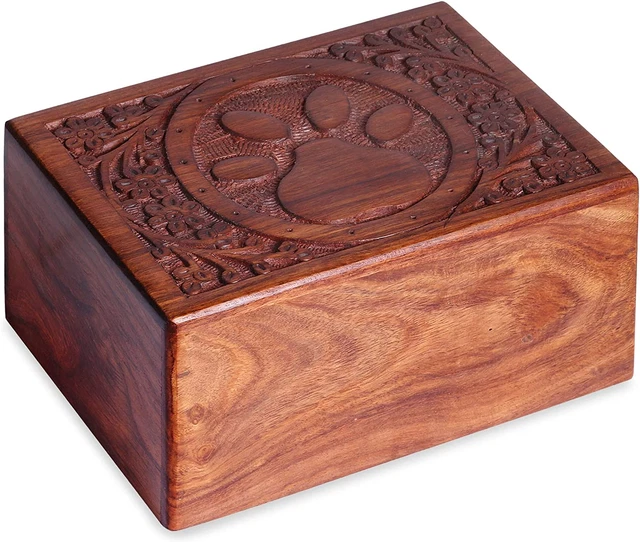 Wooden Keepsake Urn for Human Ashes, Cremation Memorial Urn Box, Handcarved Deco