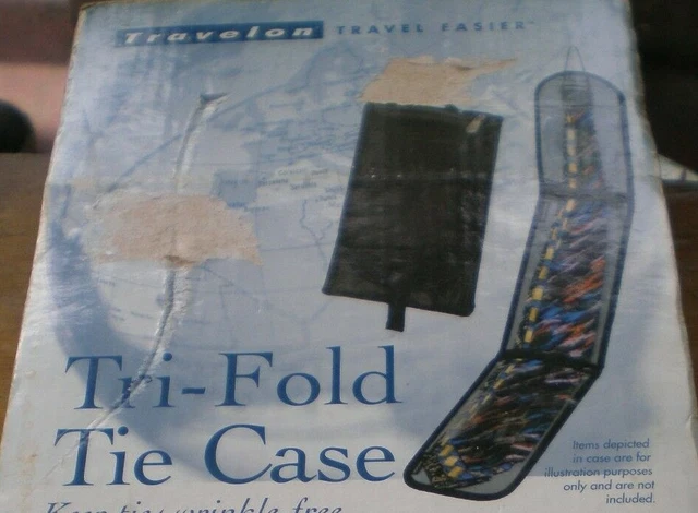 Travelon Tri Fold Tie Case w/ Zippered Front Pocket Necktie Holder STYLE 8211