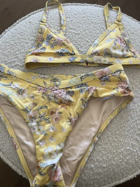 LA Hearts Bikini XS/Small Floral Yellow Preowned