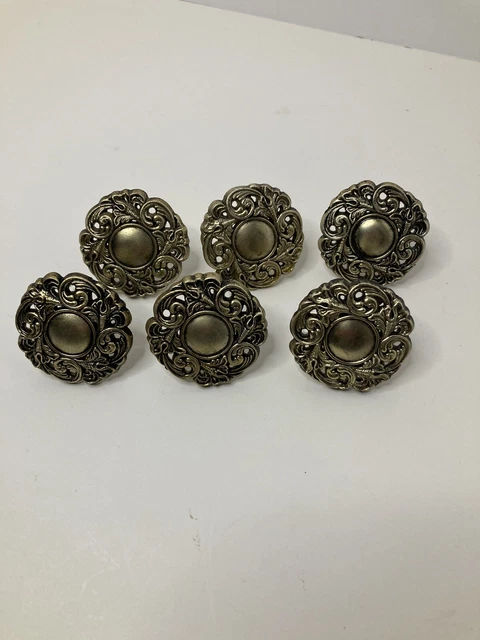 Curtain Drapery Tie Backs Gold Tone Plastic Vintage Medallion  x6