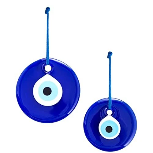 Turkish Glass Blue Evil Eye Wall Hanging Ornament - Turkish Nazar Beads - Evil