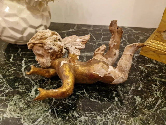 Ancien Jouet Ange / Angelot En Bois – Erzgebirge, Années 1930, Cadeau Enfant