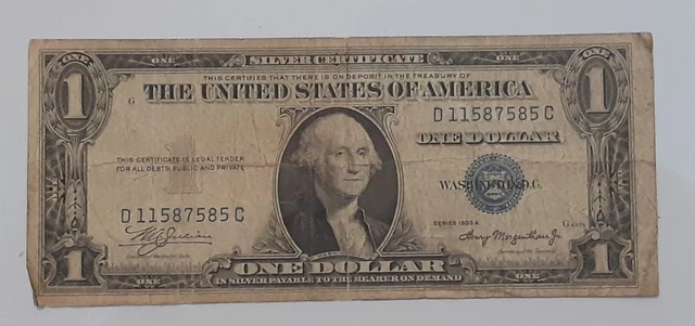 1935A $1.00 Silver Certificate Blue Seal G4334 Circulated US Currency (Lot 8)