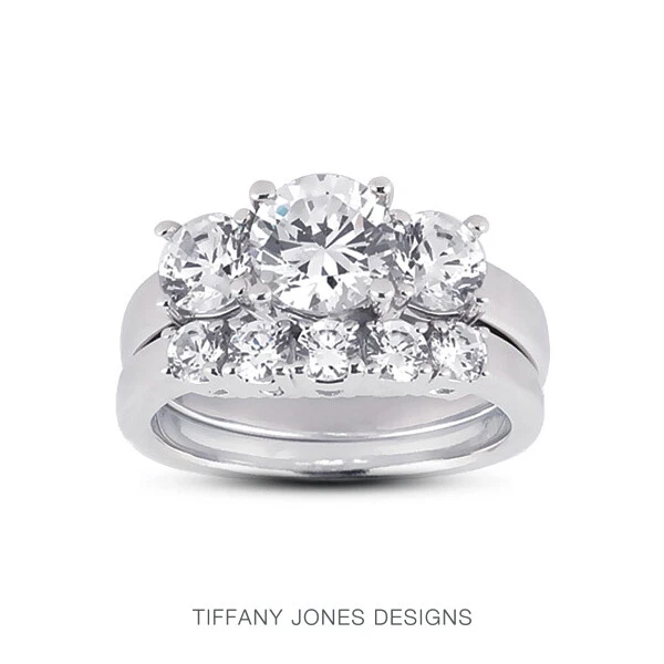 2.34ct H-SI1 Round Natural Certified Diamonds 14k  Classic Matching Bridal Set