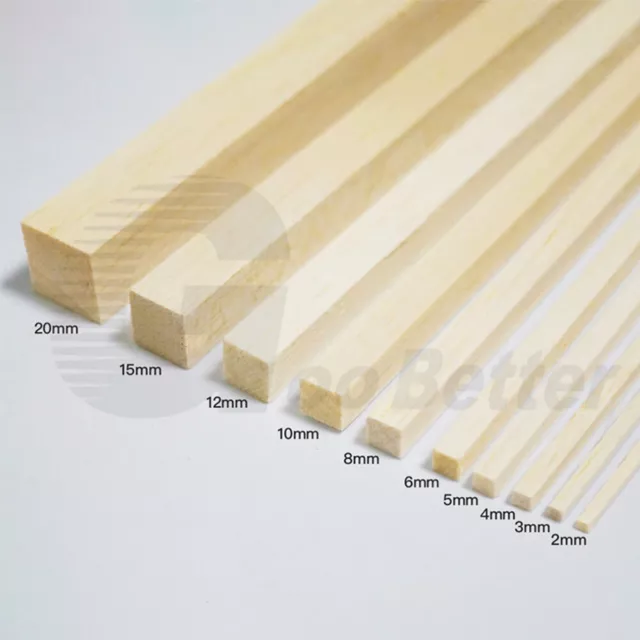 5 Pcs Balsa Wood Square Rod Bar Strips Aircraft Ship Model DIY 3/4/5/8/10x250mm