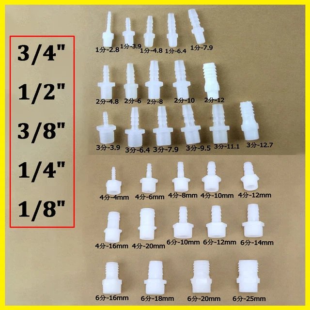 Plastic Straight Male Thread Hose Joiner Barbed Connector Fitting Air Water Pipe