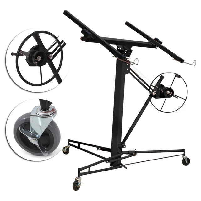 11ft Heavy Duty Drywall Hoist Caster Lift Plaster Board Panel Sheet Aid Lifter