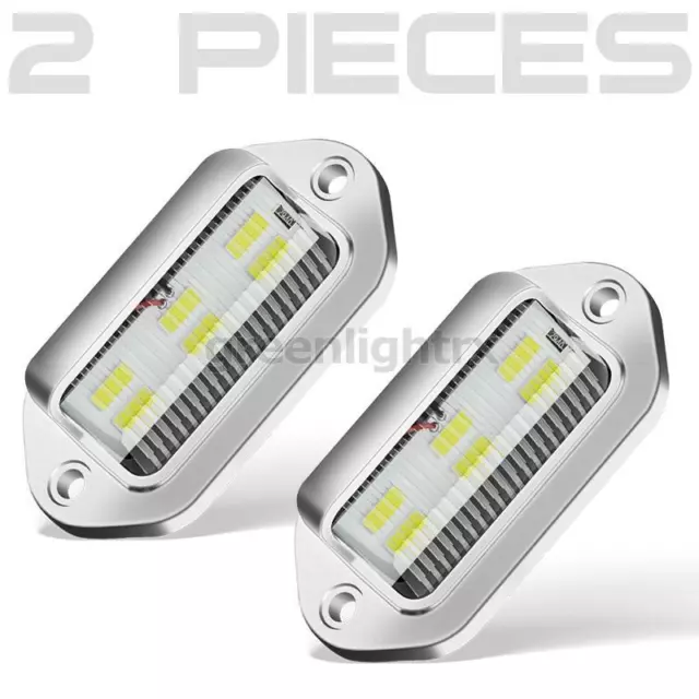 2X Universal LED License Plate Tag Lights Lamp Rear White Truck Trailer RV SUV