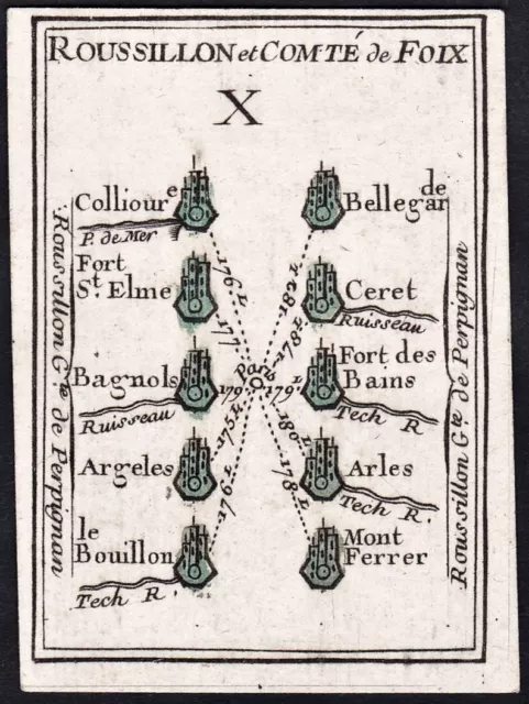 France Game Map Playing Card Poilly Map Card 1750