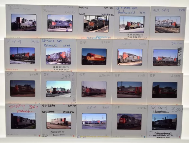 Lot of 20 Railroad Slides - SP Southern Pacific Diesel Locomotives - 35mm Color