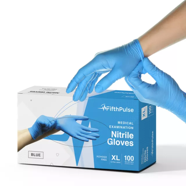 Fifth Pulse Nitrile Exam Latex & Powder Free Gloves - Blue - 100 pk (XL)