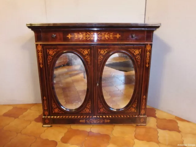 Credenza A Due Porte Stile Carlo X Palissandro Epoca 800 Restaurato