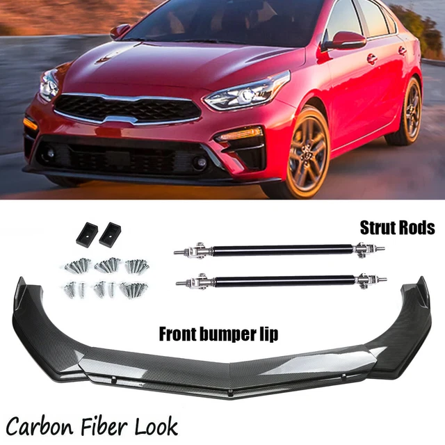 Carbon Fiber Front Bumper Lip Splitter Spoiler Body Kit+Strut Rods For Kia Forte