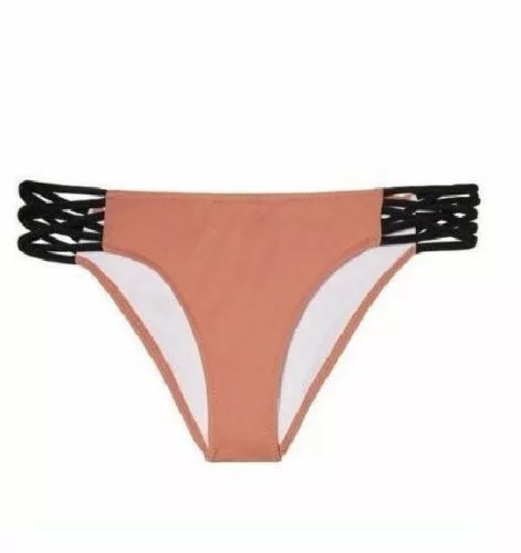 Nwt Victorias Secret PINK Bronzer Crossover Strappy Cheeky Bikini Bottom XS