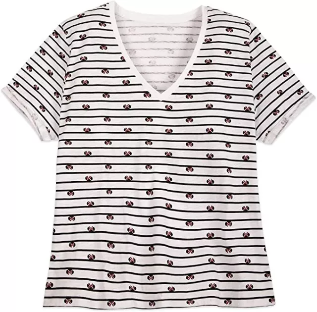 Womens Size 3Xl Disney Minnie Mouse Icon Striped T Shirt Nwt