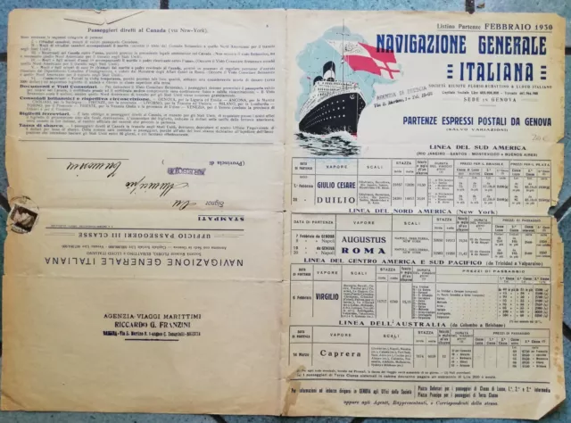 6668-Navigazione Generale Italiana, Partenze Espressi Postali Da Genova, 1930