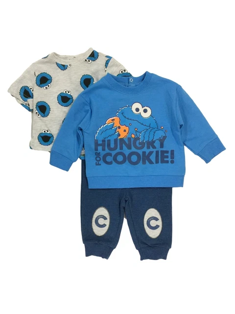 SESAME STREET INFANT Boys 3pc Cookie Monster Blue Hungry For Cookies 