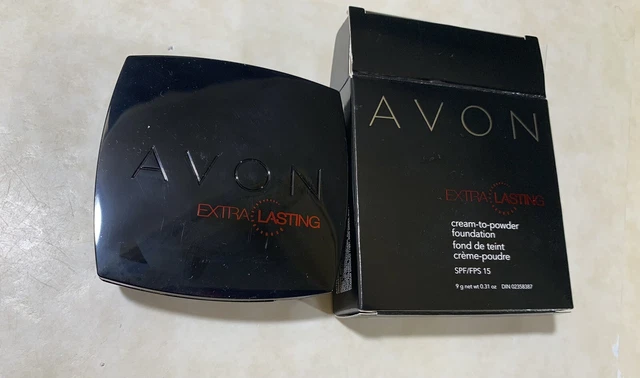 Base de crema a polvo extra duradera Avon en beige natural nuevo de lote antiguo