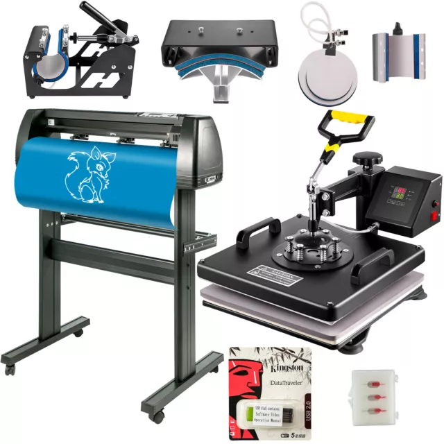 VEVOR 6 IN 1 Heat Press 15"x15" Sublimation Machine Vinyl Cutter