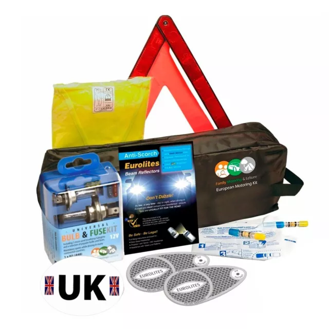 French Euro Driving Kit Alcohol Breathalyser Light Deflectors Travel Triangle