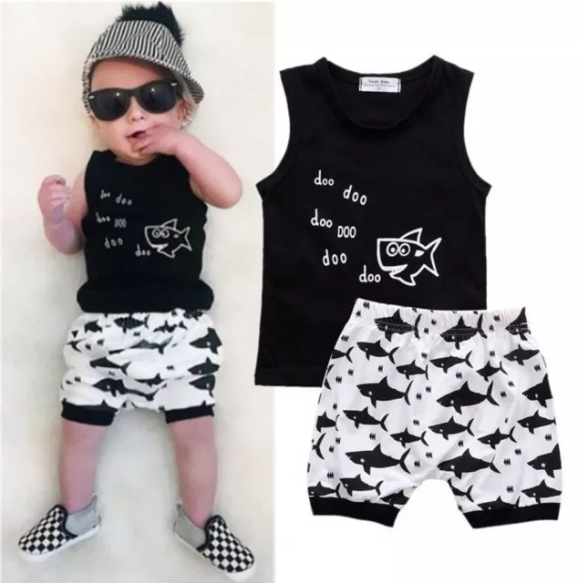 Top pantaloncini stampati squalo neonato bambini bambini neonati set abiti