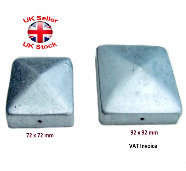 GALVANISED SQUARE METAL Fence Post Cap Caps Flange 72x72 or 92x92mm ...