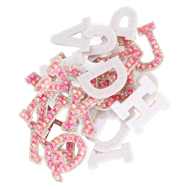 26PCS Iron On Letters Patches Rhinestone DIY Alphabet Patches For Hat Decor