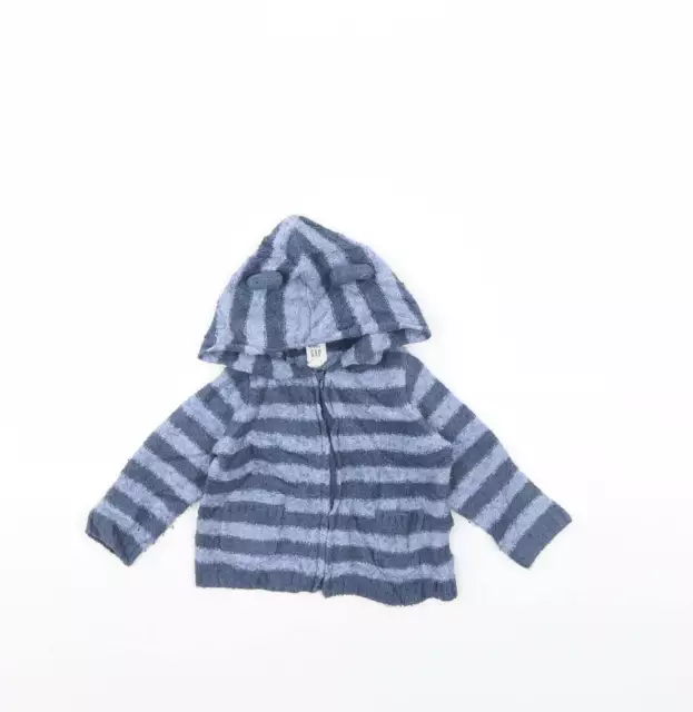 Gap Baby Blue Striped Jacket Size 6-9 Months Zip