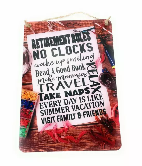 RETIREMENT RULES Colorful Fun Novelty 12 x 8 in Aluminum Sign for Wall Door