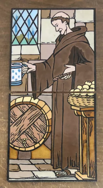 Vintage 2-Tile Panel by Mosaic Tile Co. Monk Scene