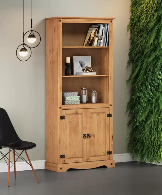 Corona Bookcase 2 Door Large Display Storage Pine by Mercers Furniture®