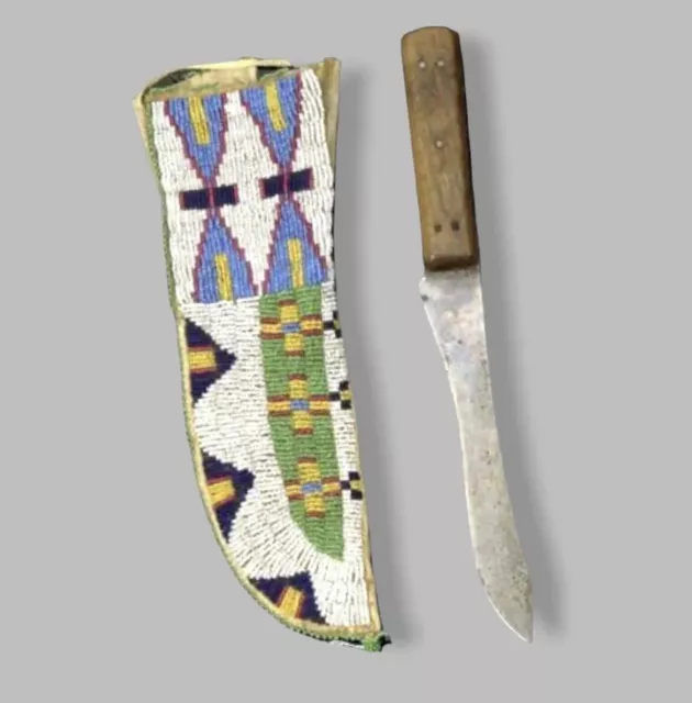 Indian Beaded Knife Cover Native American Sioux Handmade Knife Sheath