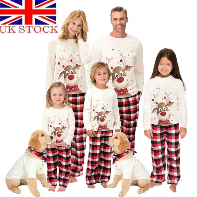 UK Family Matching Christmas Pyjamas Adult Kids Xmas Nightwear Pajamas Pjs Set