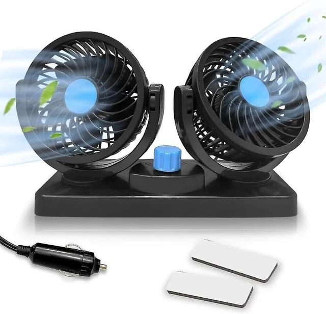 DOPPIO VENTILATORE PER AUTO 12V PORTATILE DA VIAGGIO REGOLABILE ARIA FRESCA | Leroy Merlin
