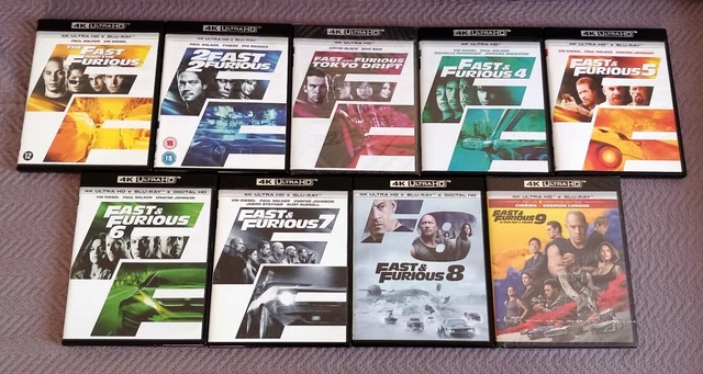 4K Ultra HD + Blu-ray The Fast Furious L'Intégrale 9 Flims Sans Coffret