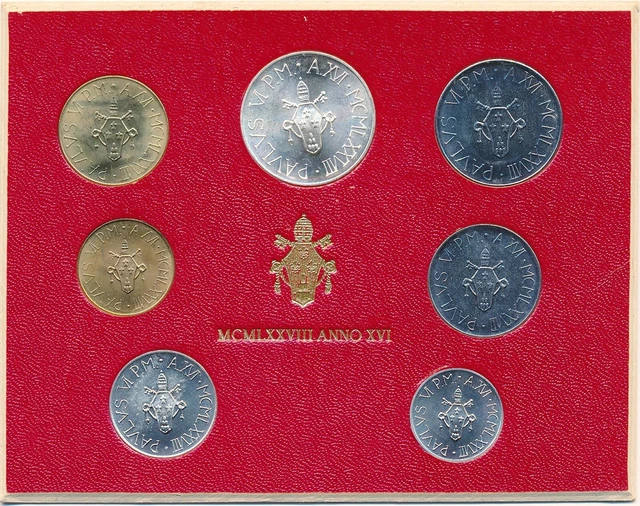 VATICANO Serie divisionale 1978 FDC Papa Paolo VI 500 Lire ARGENTO Anno XVI