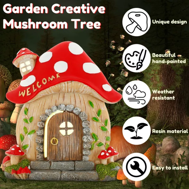 4Pcs Garden Mushroom Decor Set Cute Luminous Mushroom Garden Statue Glow ZhGia