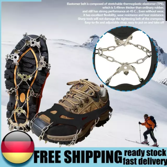 19 Teeth Spikes Crampons,Stainless Steel Non Slip Ice Snow Grips for Shoes Boots