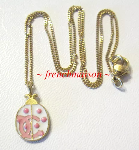 CHANEL CC Logo Chain Pendant Necklace Plastic Gold Vintage Accessory  79RC151