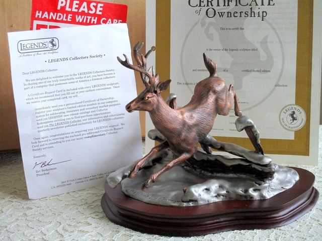 Legends Sculpture Freedom's Last Barrier Deer Dan Edwards 243/2500 Starlite Box