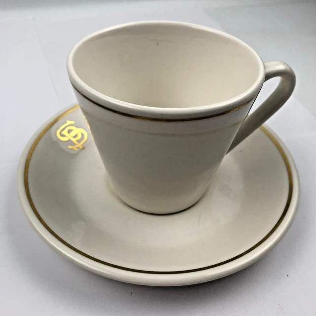 Southern Pacific Railroad "Monogram-Gold" Pattern Cup and Saucer Syracuse China