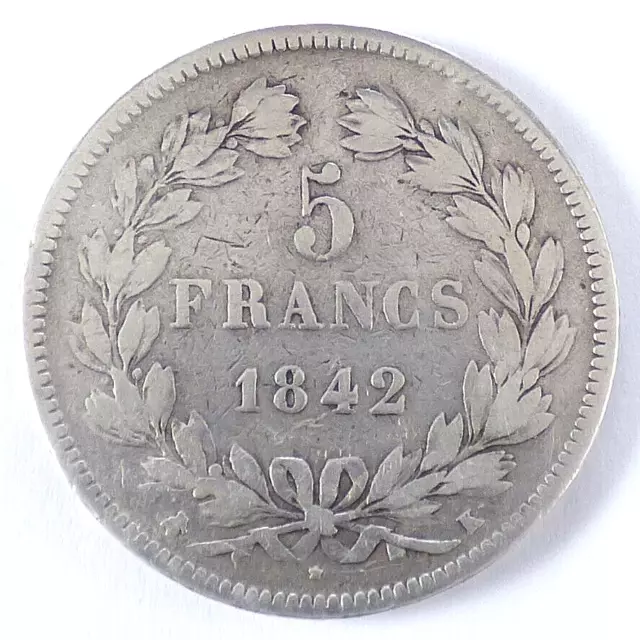 5 Francs, Louis Philippe I, Silber, 1842 K, Frankreich (4382)