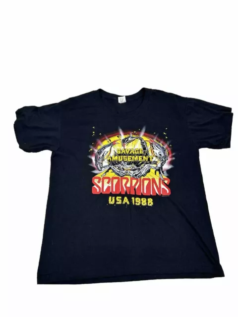 Scorpions Vintage Concert T Shirt 1988 Sz L SAVAGE AMUSEMENT Tour Rock Metal 80s