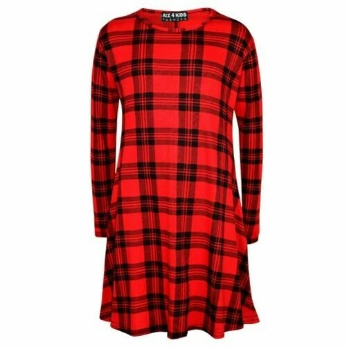 Bambine Swing Abito Tartan Stampa Elegante Moda Abiti New Età 3-13 Anni