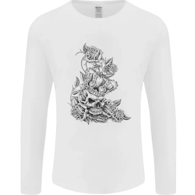 T-shirt a maniche lunghe biker teschio gotico metallo pesante da uomo