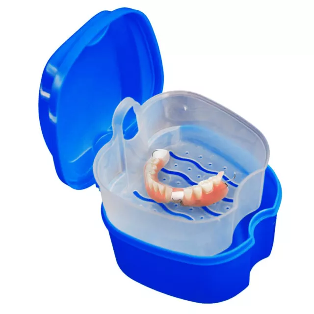 Denture Bath Box Case Dental False Teeth Storage Box with Hanging Net Container